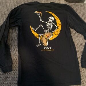 Vans Black Long Sleeve with Skeleton and Moon Graphic